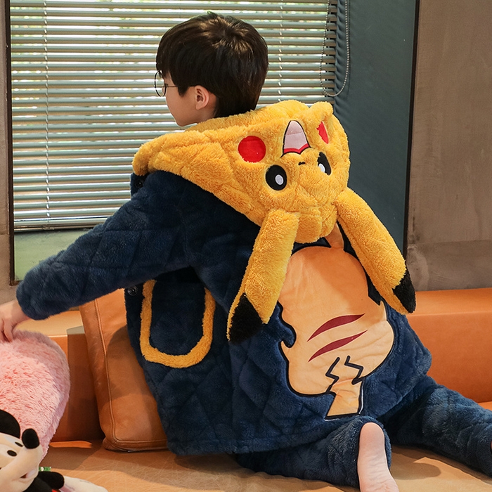 91家纺网 家纺一手货源 找家纺 （总）洛兰沙家居馆 2025新款蜡笔小新儿童睡衣男童秋冬季加厚款男孩珊瑚绒三层夹棉冬款家居服