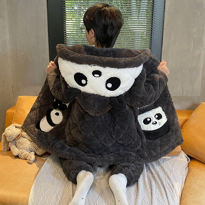 91家纺网 家纺一手货源 找家纺 （总）洛兰沙家居馆 2025新款蜡笔小新儿童睡衣男童秋冬季加厚款男孩珊瑚绒三层夹棉冬款家居服