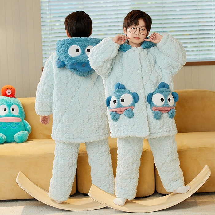 91家纺网 家纺一手货源 找家纺 （总）洛兰沙家居馆 2025新款蜡笔小新儿童睡衣男童秋冬季加厚款男孩珊瑚绒三层夹棉冬款家居服