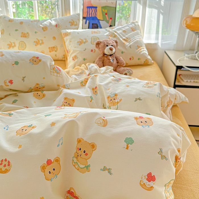 91家纺网 家纺一手货源 找家纺 梦洋家纺 2025新款全棉牛奶绒高克重保暖被套 围裙小熊