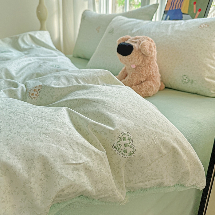 91家纺网 家纺一手货源 找家纺 梦洋家纺 2025新款全棉牛奶绒高克重保暖被套 海洋之心-绿
