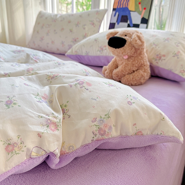 91家纺网 家纺一手货源 找家纺 梦洋家纺 2025新款全棉牛奶绒高克重保暖被套 萝莉兔