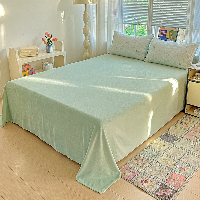 91家纺网 家纺一手货源 找家纺 梦洋家纺 2025新款全棉牛奶绒高克重保暖被套 海洋之心-绿