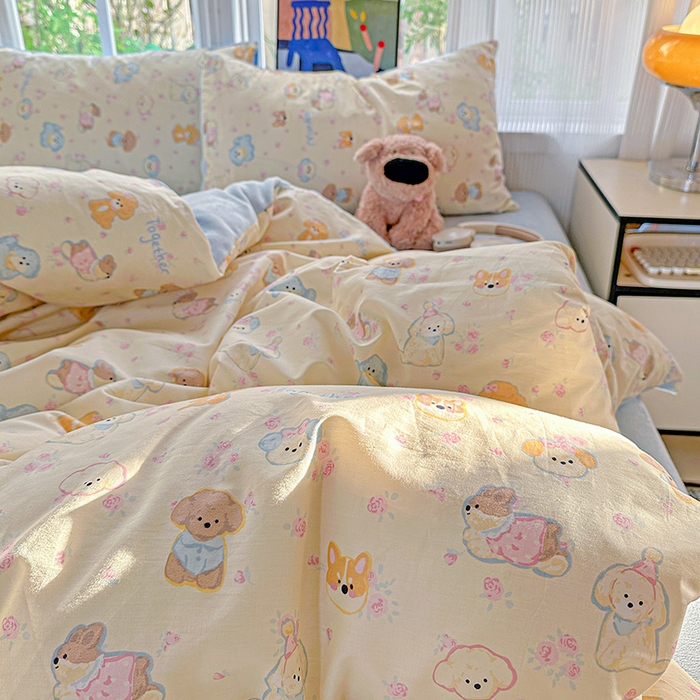 91家纺网 家纺一手货源 找家纺 梦洋家纺 2025新款全棉牛奶绒高克重保暖被套 狗狗家族