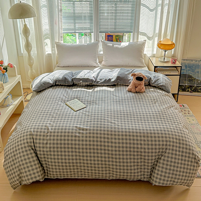 91家纺网 家纺一手货源 找家纺 梦洋家纺 2025新款全棉牛奶绒高克重保暖被套 若幕-灰