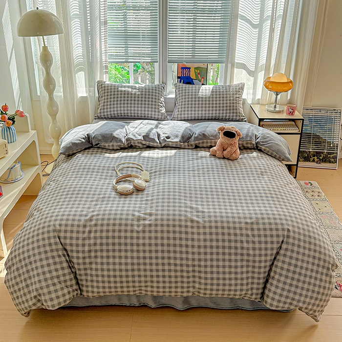 91家纺网 家纺一手货源 找家纺 梦洋家纺 2025新款全棉牛奶绒高克重保暖被套 若幕-灰