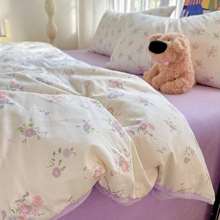 91家纺网 家纺一手货源 找家纺 梦洋家纺 2025新款全棉牛奶绒高克重保暖被套 萝莉兔