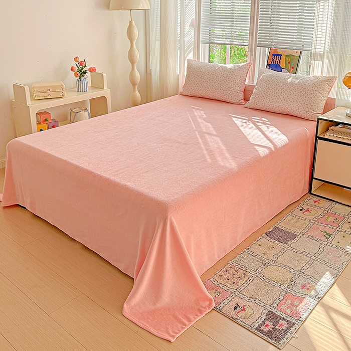 91家纺网 家纺一手货源 找家纺 梦洋家纺 2025新款全棉牛奶绒高克重保暖被套 采樱桃-粉