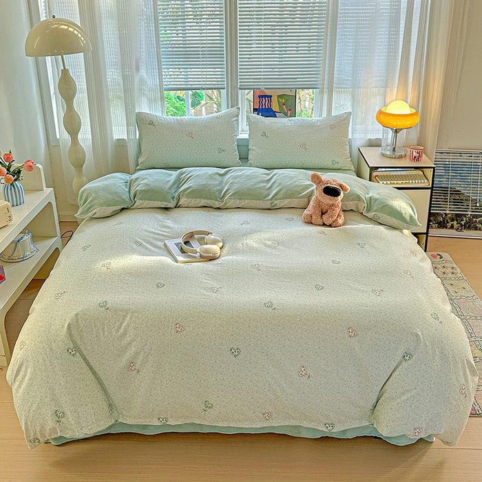 91家纺网 家纺一手货源 找家纺 梦洋家纺 2025新款全棉牛奶绒高克重保暖被套 海洋之心-绿