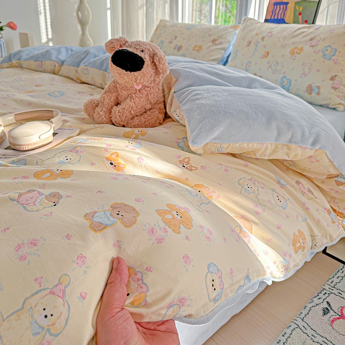 梦洋家纺 2025新款全棉牛奶绒高克重保暖被套 狗狗家族