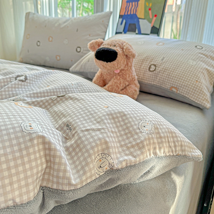 91家纺网 家纺一手货源 找家纺 梦洋家纺 2025新款全棉牛奶绒高克重保暖被套 麦克狮