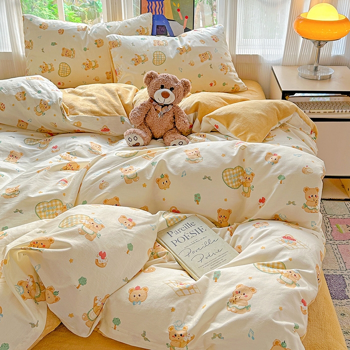 91家纺网 家纺一手货源 找家纺 梦洋家纺 2025新款全棉牛奶绒高克重保暖被套 围裙小熊