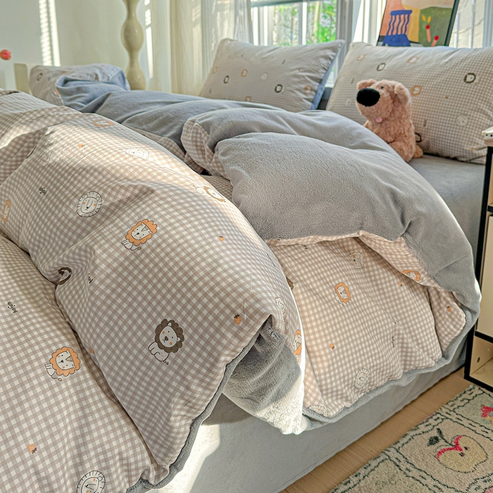 91家纺网 家纺一手货源 找家纺 梦洋家纺 2025新款全棉牛奶绒高克重保暖被套 麦克狮