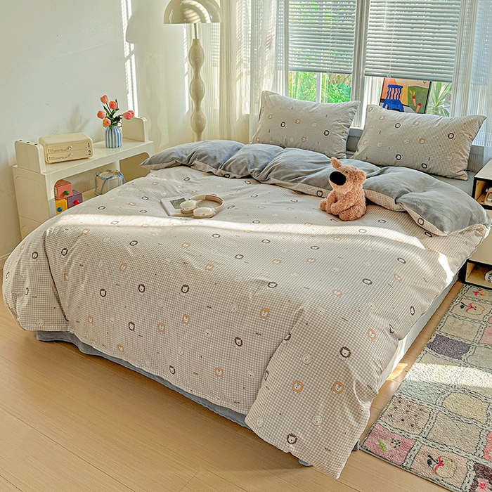 91家纺网 家纺一手货源 找家纺 梦洋家纺 2025新款全棉牛奶绒高克重保暖被套 麦克狮