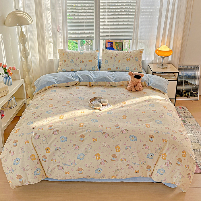 91家纺网 家纺一手货源 找家纺 梦洋家纺 2025新款全棉牛奶绒高克重保暖被套 狗狗家族