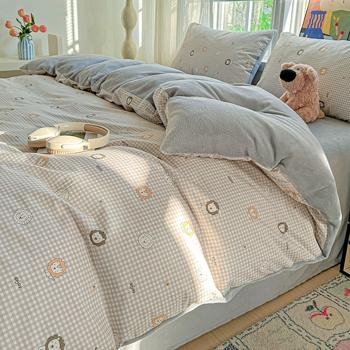 91家纺网 家纺一手货源 找家纺 梦洋家纺 2025新款全棉牛奶绒高克重保暖被套 麦克狮