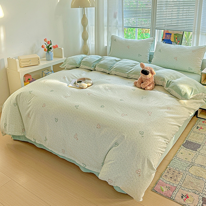 91家纺网 家纺一手货源 找家纺 梦洋家纺 2025新款全棉牛奶绒高克重保暖被套 海洋之心-绿