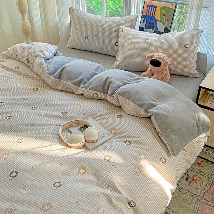 91家纺网 家纺一手货源 找家纺 梦洋家纺 2025新款全棉牛奶绒高克重保暖被套 麦克狮