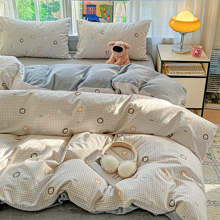 91家纺网 家纺一手货源 找家纺 梦洋家纺 2025新款全棉牛奶绒高克重保暖被套 麦克狮