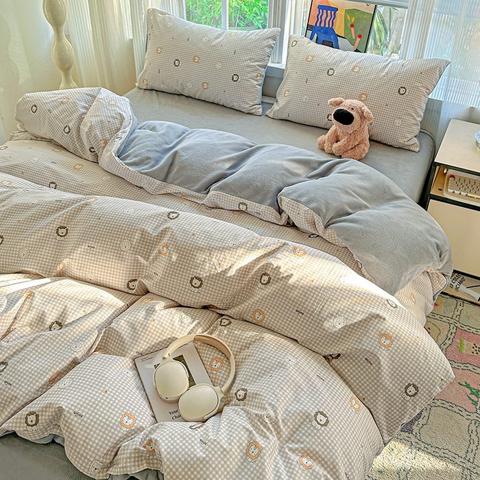 91家纺网 家纺一手货源 找家纺 梦洋家纺 2025新款全棉牛奶绒高克重保暖被套 麦克狮