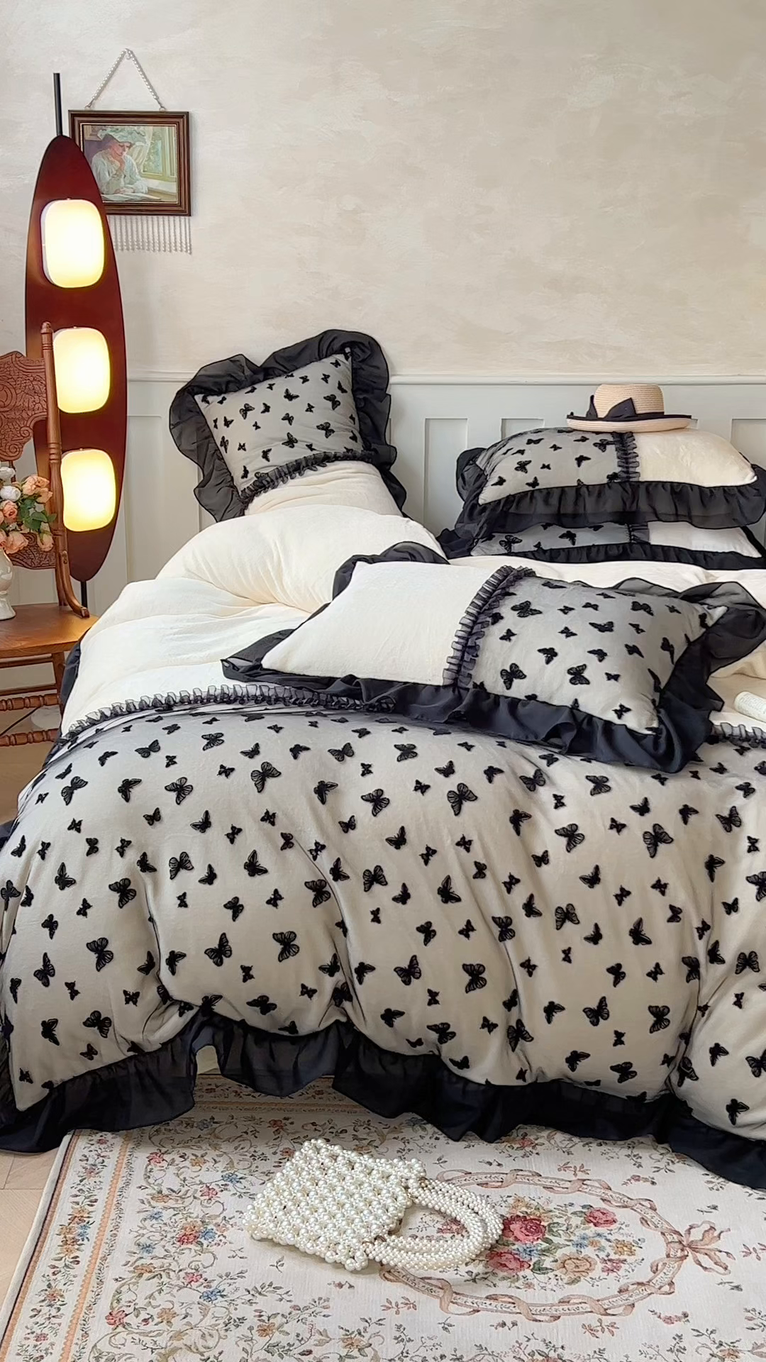 91家纺网 家纺一手货源 找家纺 （总）韩秀家纺 2025新款法式加厚牛奶绒莫奈花园床裙四件套