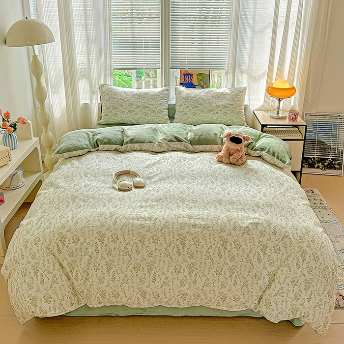 91家纺网 家纺一手货源 找家纺 梦洋家纺 2025新款全棉牛奶绒高克重保暖被套 忘忧草