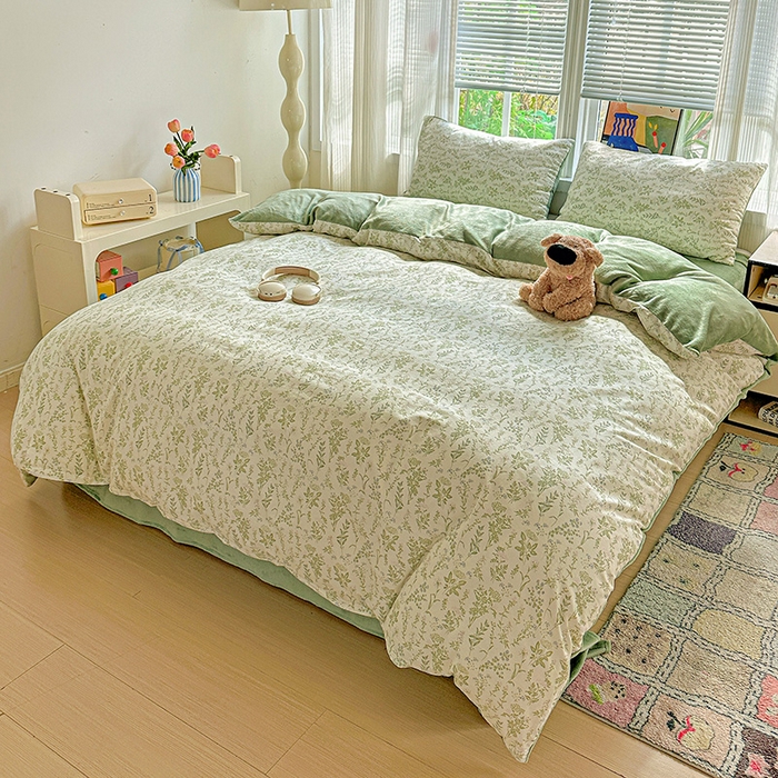 91家纺网 家纺一手货源 找家纺 梦洋家纺 2025新款全棉牛奶绒高克重保暖被套 忘忧草