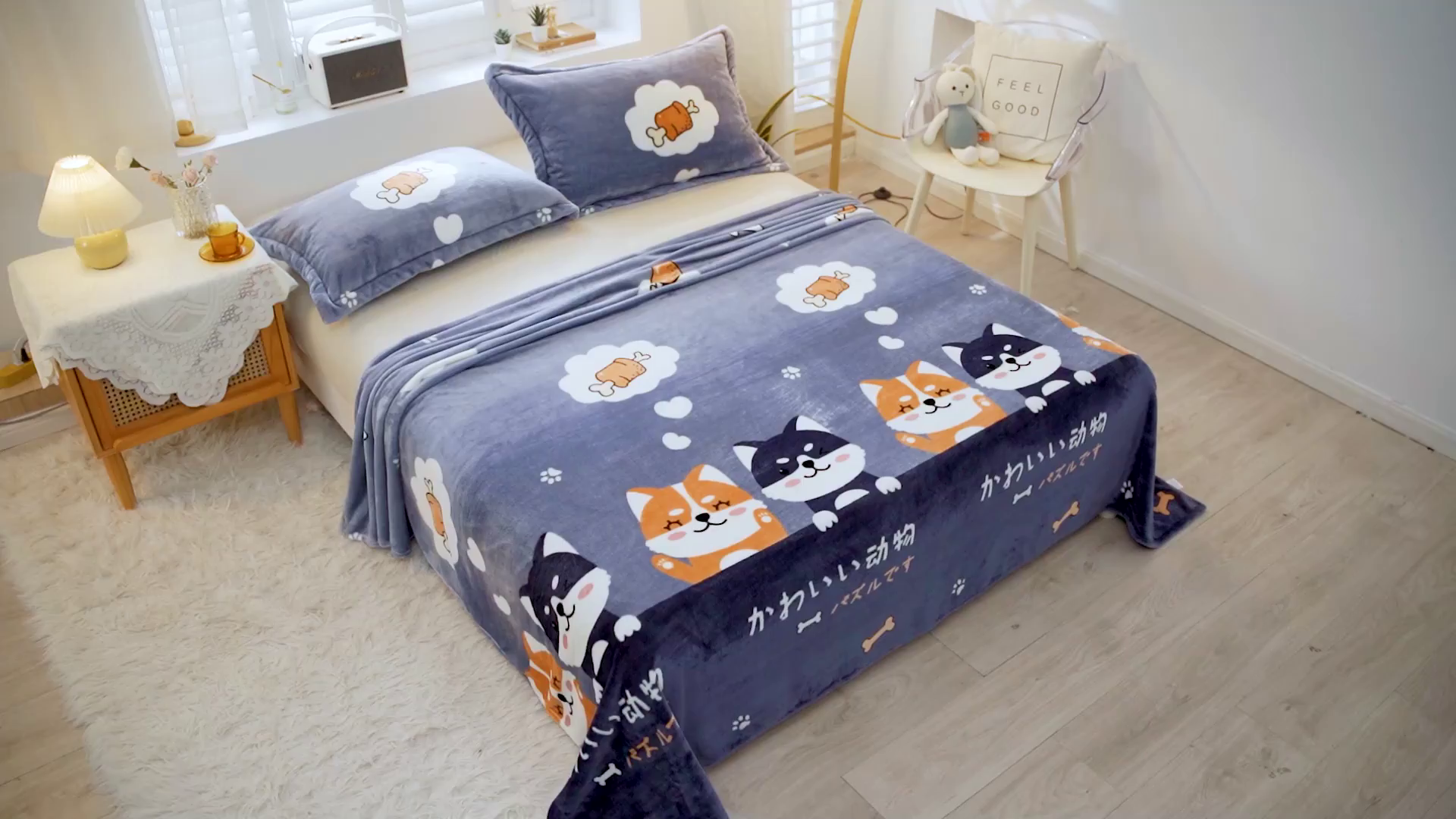 91家纺网 家纺一手货源 找家纺 益利多 2025新款牛奶绒毛毯午睡毯空调毯子珊瑚绒毛毯200克毯子可压缩跨境 汪汪队