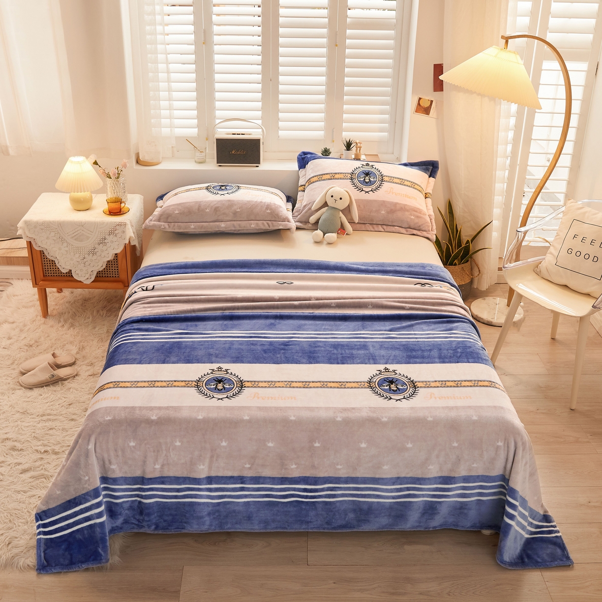 91家纺网 家纺一手货源 找家纺 益利多 2025新款牛奶绒毛毯午睡毯空调毯子珊瑚绒毛毯200克毯子可压缩跨境 英伦风尚