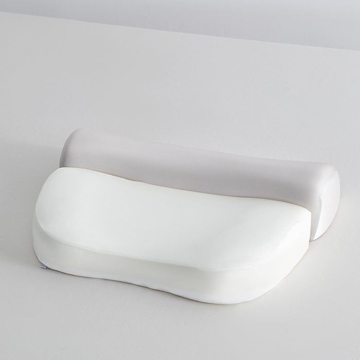 91家纺网 家纺一手货源 找家纺 纳斯顿家纺 2025新款零压助眠深睡枕油光布牵引枕枕头枕芯 白+浅灰色