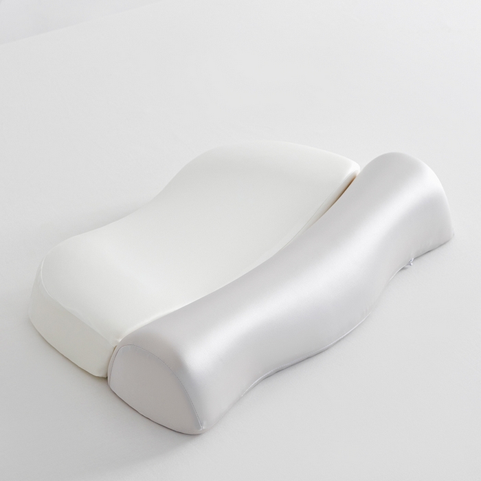 91家纺网 家纺一手货源 找家纺 纳斯顿家纺 2025新款零压助眠深睡枕油光布牵引枕枕头枕芯 白+浅灰色