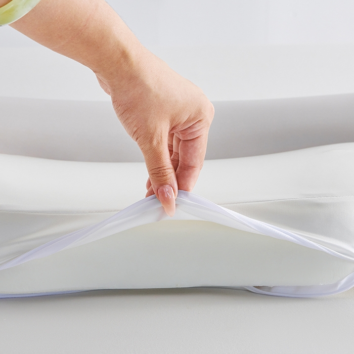 91家纺网 家纺一手货源 找家纺 纳斯顿家纺 2025新款零压助眠深睡枕油光布牵引枕枕头枕芯 白+浅灰色