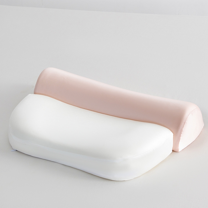 91家纺网 家纺一手货源 找家纺 纳斯顿家纺 2025新款零压助眠深睡枕油光布牵引枕枕头枕芯 白+粉