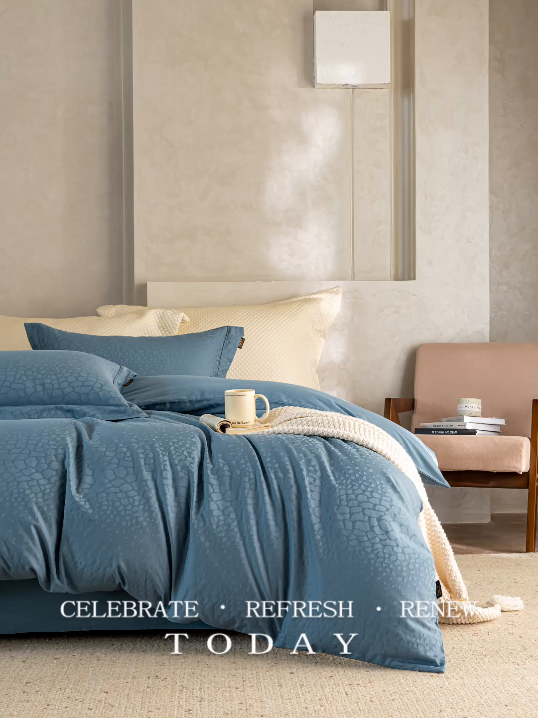 91家纺网 家纺一手货源 找家纺 莱豫家纺 2025新款100支长绒棉纯棉提花磨毛四件套 富士山战舰蓝