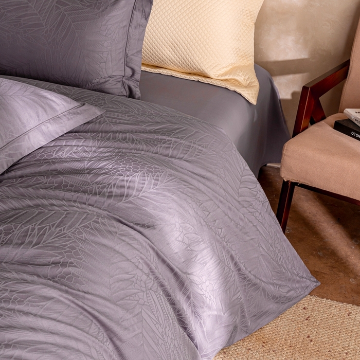 91家纺网 家纺一手货源 找家纺 莱豫家纺 2025新款100支长绒棉纯棉提花磨毛四件套 花蔓蓝莲紫