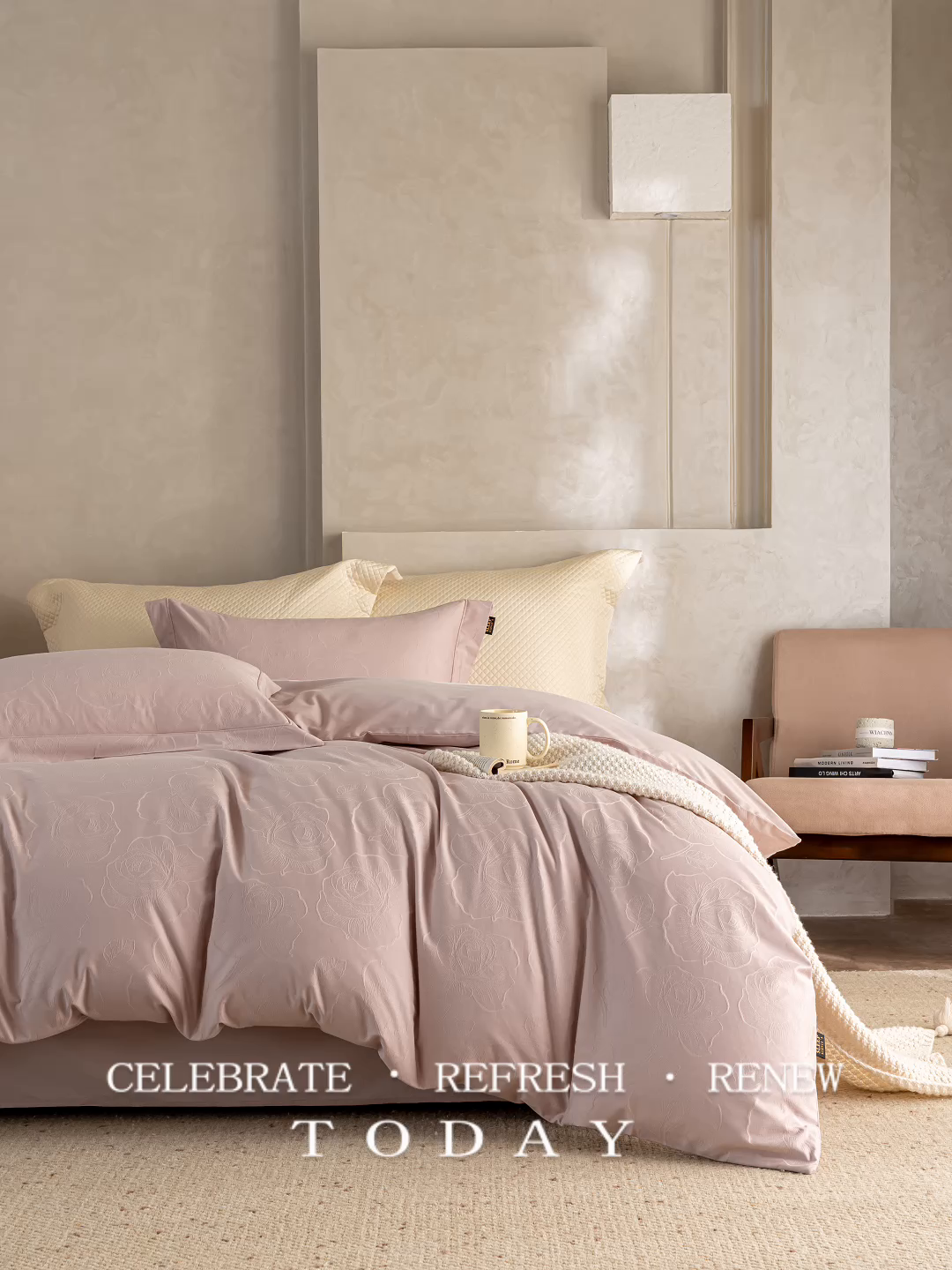 91家纺网 家纺一手货源 找家纺 莱豫家纺 2025新款100支长绒棉纯棉提花磨毛四件套 玫瑰别院粉紫