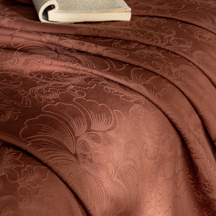 91家纺网 家纺一手货源 找家纺 莱豫家纺 2025新款100支长绒棉纯棉提花磨毛四件套 暮迟秘鲁棕