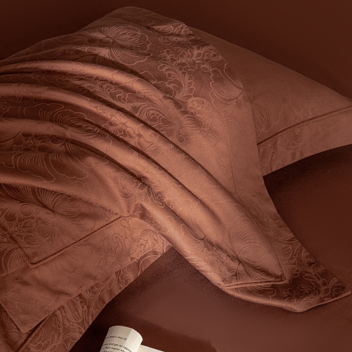 91家纺网 家纺一手货源 找家纺 莱豫家纺 2025新款100支长绒棉纯棉提花磨毛四件套 暮迟秘鲁棕