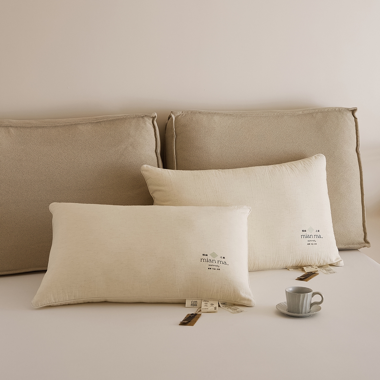 91家纺网 家纺一手货源 找家纺 境月枕芯坊 2025新款棉麻舒适枕枕头枕芯 棉麻舒适枕-立体中款