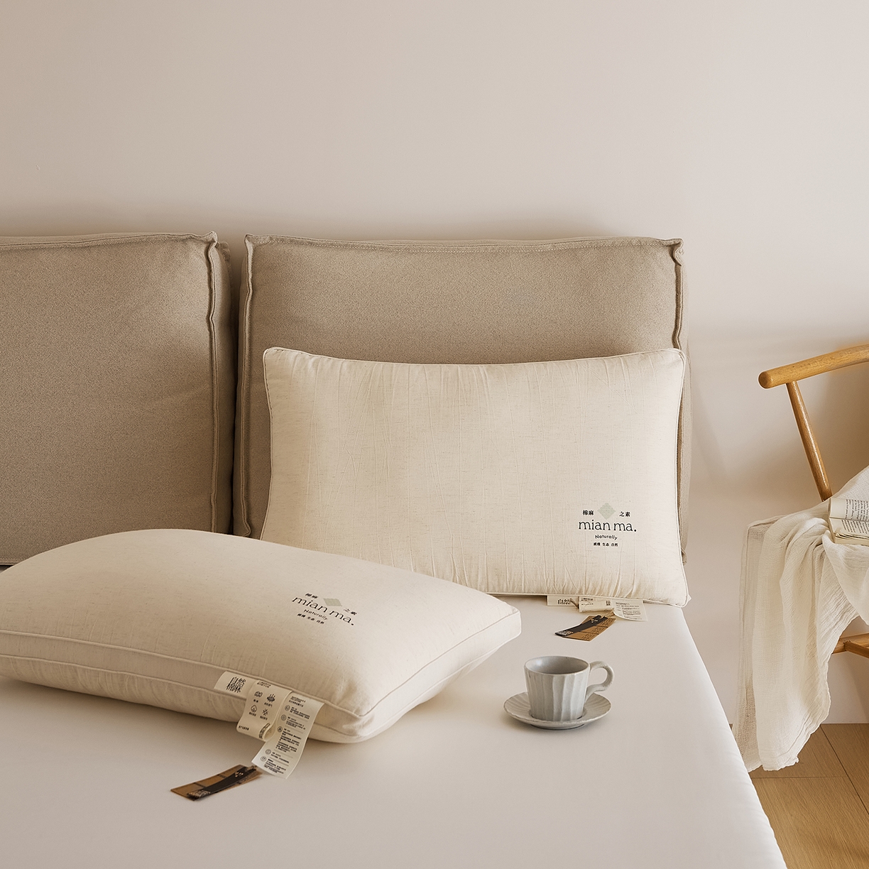 91家纺网 家纺一手货源 找家纺 境月枕芯坊 2025新款棉麻舒适枕枕头枕芯 棉麻舒适枕-立体高款