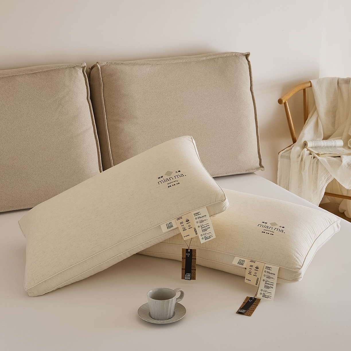 91家纺网 家纺一手货源 找家纺 境月枕芯坊 2025新款棉麻舒适枕枕头枕芯 棉麻舒适枕-立体高款