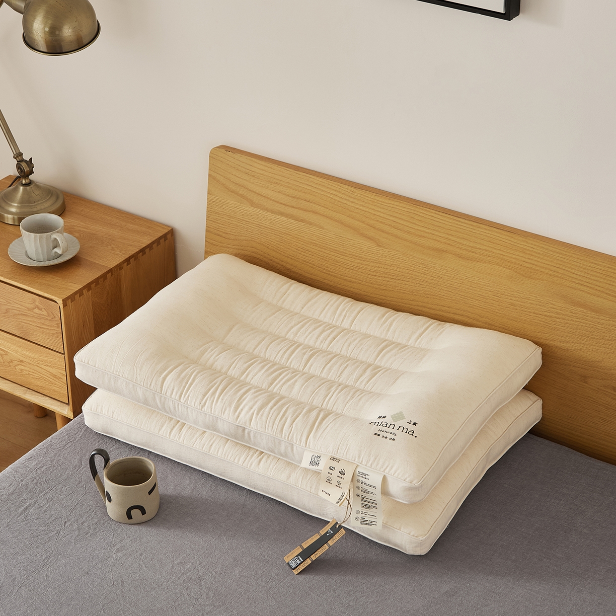 91家纺网 家纺一手货源 找家纺 境月枕芯坊 2025新款棉麻舒适护颈枕枕头枕芯 棉麻舒适护颈枕-低软款