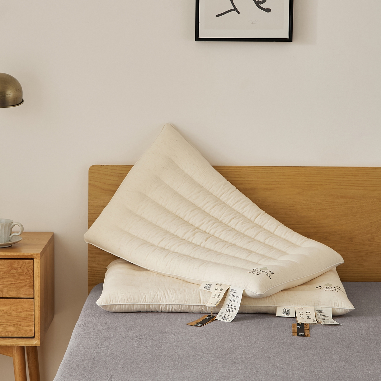 91家纺网 家纺一手货源 找家纺 境月枕芯坊 2025新款棉麻舒适护颈枕枕头枕芯 棉麻舒适护颈枕-低软款