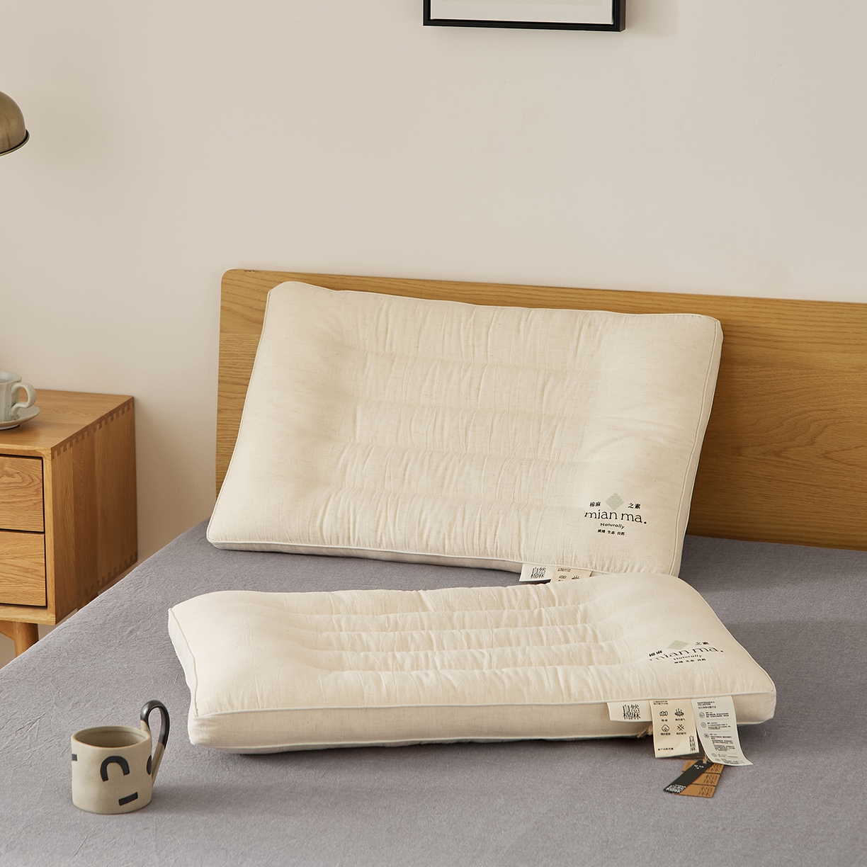 91家纺网 家纺一手货源 找家纺 境月枕芯坊 2025新款棉麻舒适护颈枕枕头枕芯 棉麻舒适护颈枕-中软款