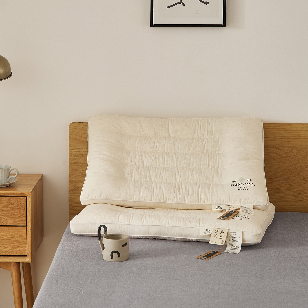 91家纺网 家纺一手货源 找家纺 境月枕芯坊 2025新款棉麻舒适护颈枕枕头枕芯 棉麻舒适护颈枕-中软款