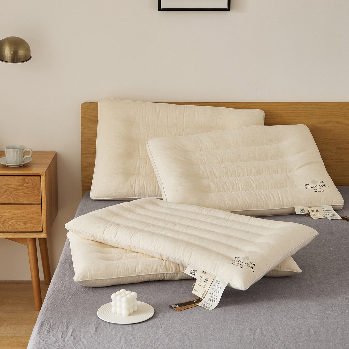 91家纺网 家纺一手货源 找家纺 境月枕芯坊 2025新款棉麻舒适护颈枕枕头枕芯 棉麻舒适护颈枕-低软款