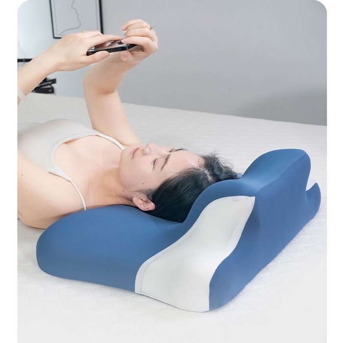 91家纺网 家纺一手货源 找家纺 盛隆 2025新款多功能休闲慢回弹枕趴趴枕 枕头枕芯 休闲慢回弹枕趴趴枕-深蓝