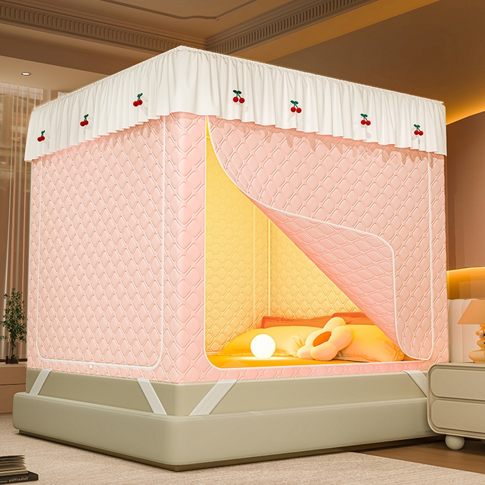 91家纺网 家纺一手货源 找家纺 （总）2025新款夹棉保暖蚊帐一体式碎花清新