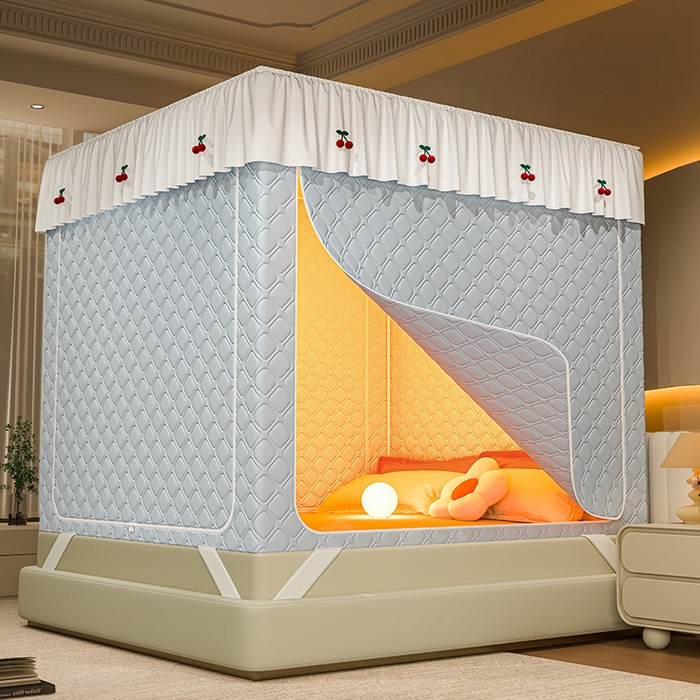 91家纺网 家纺一手货源 找家纺 （总）2025新款夹棉保暖蚊帐一体式碎花清新