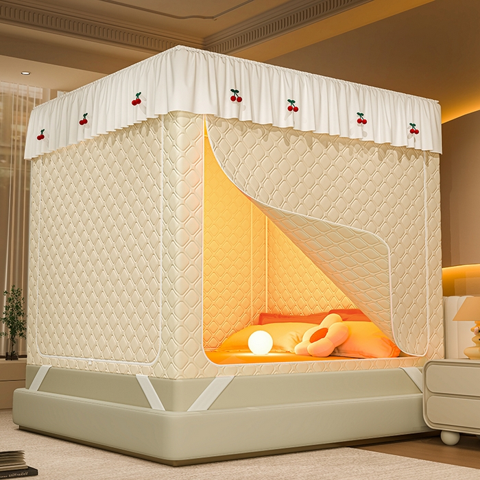 91家纺网 家纺一手货源 找家纺 （总）2025新款夹棉保暖蚊帐一体式碎花清新